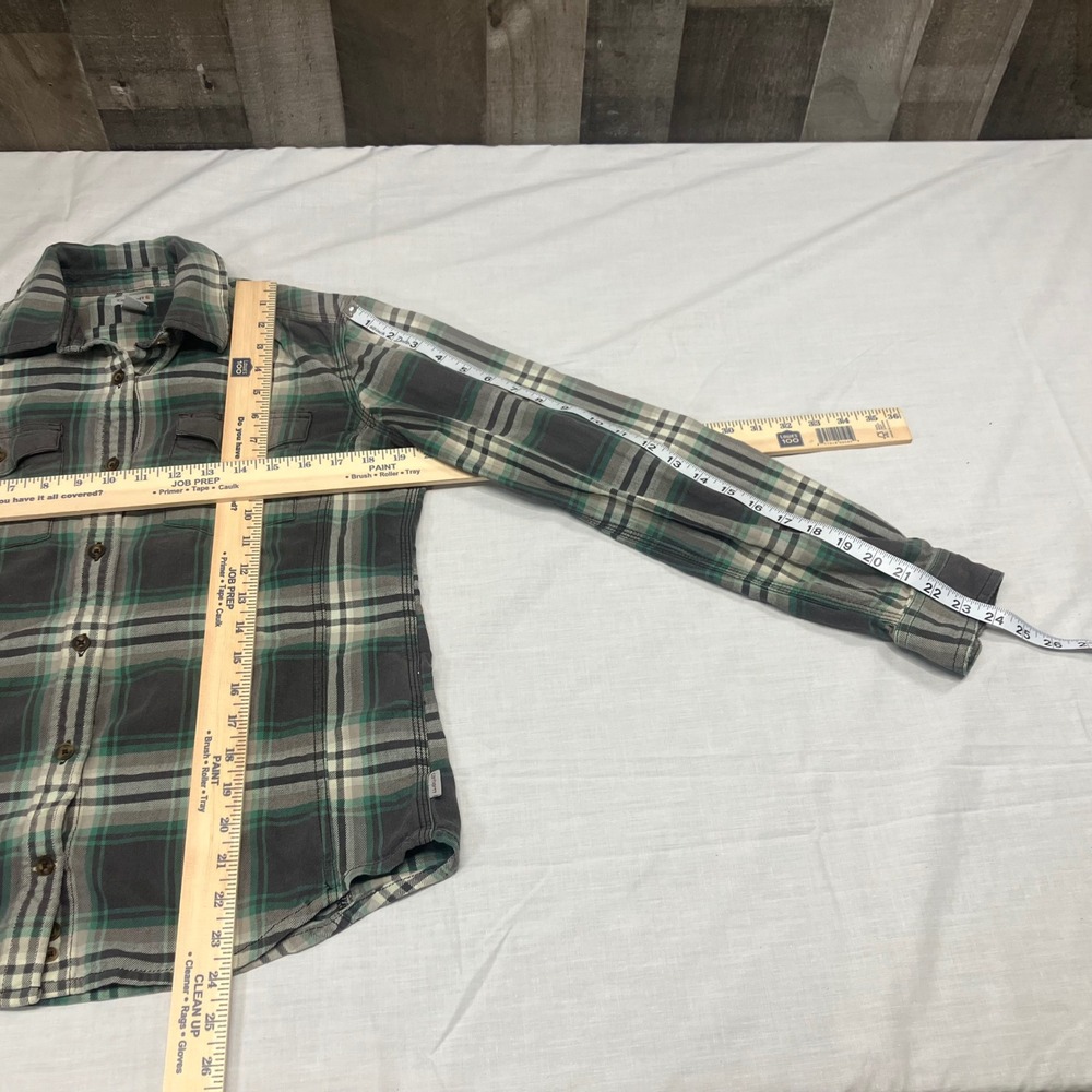 Carhartt Womens Plaid Button Down Shirt Grey White Teal S 4/6‎ Cabincore Pockets - Picture 7 of 7